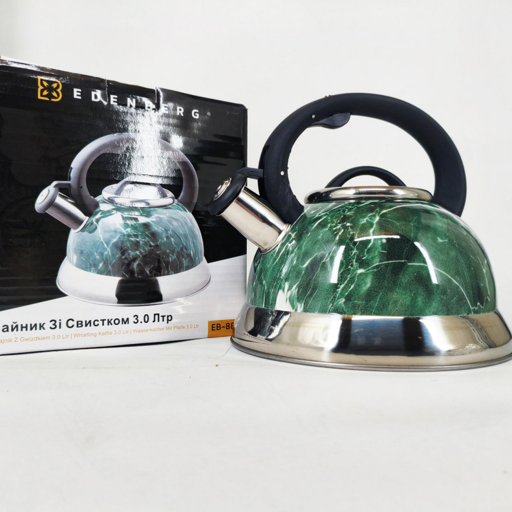Чайник Edenberg EB-8871 из нержавеющей стали со свистком 3л Green DT-18 Львов - изображение 12