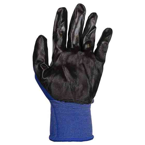 Sigma Перчатки трикотажные с частичным нитриловым покрытием р10 (сине-черные манжет) КРАТНО 12 Коломыя