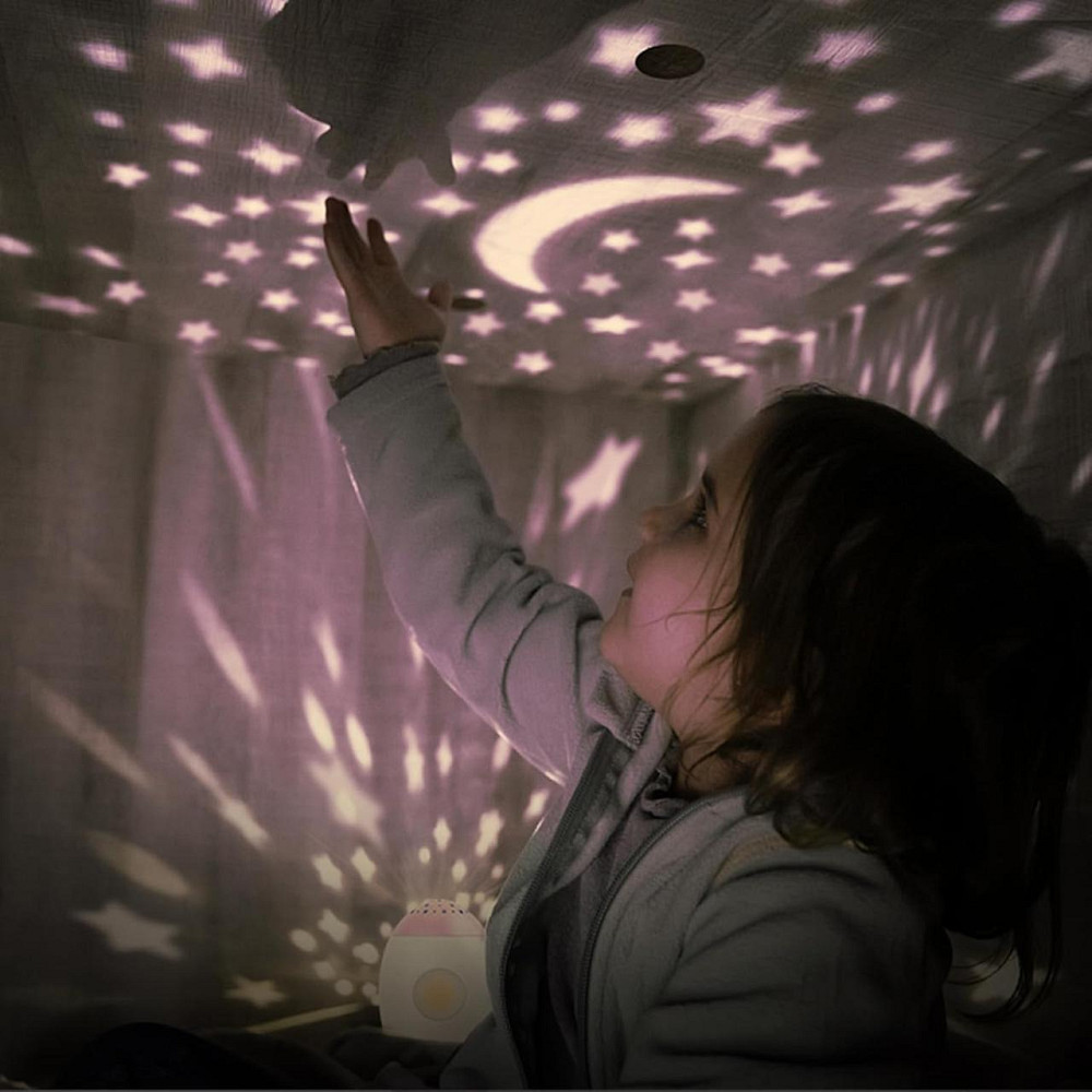 Нічник-проектор для дітей з білим шумом та колисковими, авто-таймер 30/60/90 хв, 8 пісень, 6 звуків, USB-зарядка, рожевий Київ - фото 7