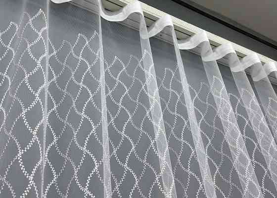 Тюль фатин с вышивкой Цвет белый с сиреневым 1836т Киев