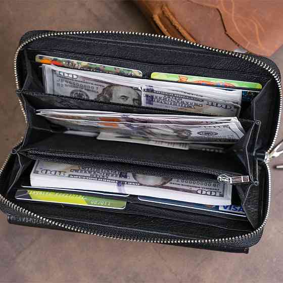 Гаманець шкіряний жіночий Чорний (ST Leather) Київ