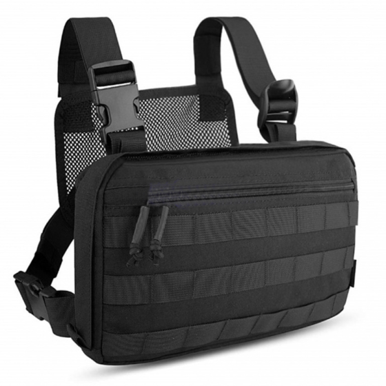 Надежный тактический жилет-сумка из кордуры с Molle 3 кармана водоотталкивающая черный для города, охоты Киев