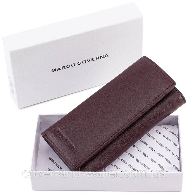 Коричневая кожаная ключница кошелек с карабинами под каждый ключ Marco Coverna (5551-2) Киев - изображение 10