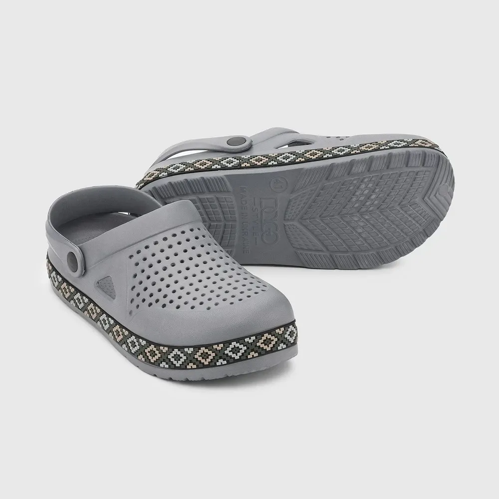 Сабо кроксы мужские серые орнамент Одесса - изображение 19