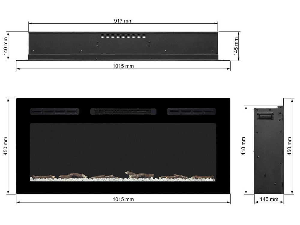 Електрокамін настінний / вбудовуваний ArtiFlame AF40WR з обігрівом і звуком горіння вогню Київ - фото 8