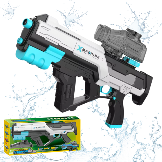 Водний пістолет для дітей, електричний водний автомат Скорпіон з автоматичним закачуванням води, білий Кам'янець-Подільський