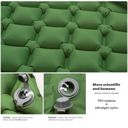 Матрас коврик надувной NMN-207 туристический с подушкой с чехлом 190 х 120 х 5 см Зелёный Коломия