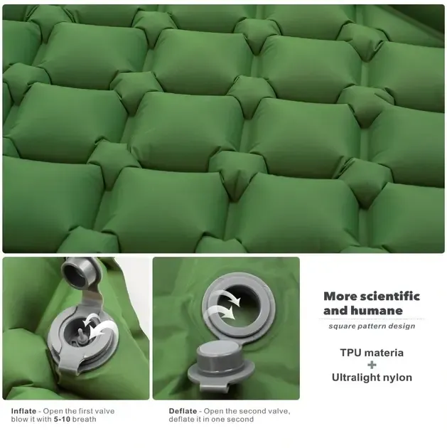 Матрас коврик надувной NMN-207 туристический с подушкой с чехлом 190 х 120 х 5 см Зелёный Коломия - фото 5