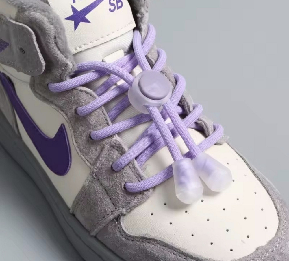 Шнурки еластичні без зав'язок з пластиковими фіксаторами Фіолетовий Смела - изображение 3