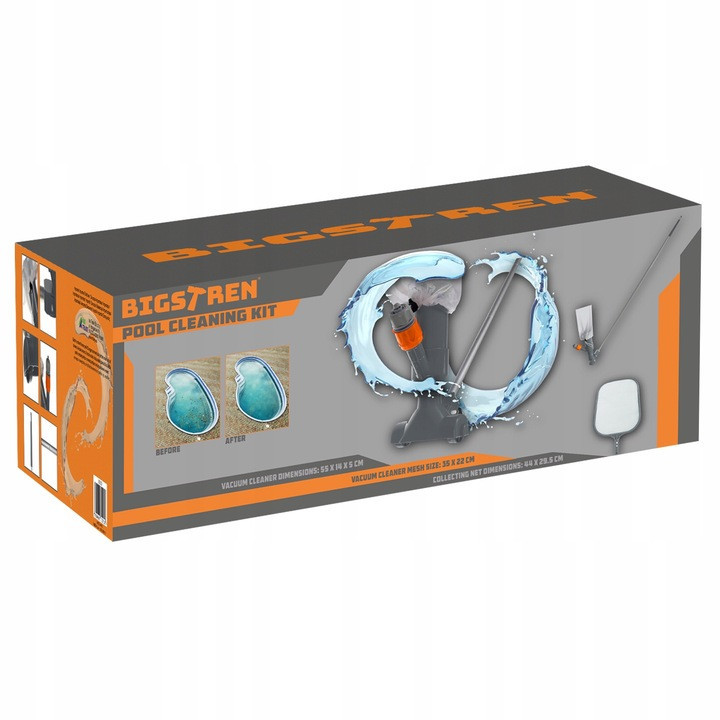 Набір для чищення басейну телескопічна палиця з 2 насадками Bigstren (21024) Нововолинськ - фото 8