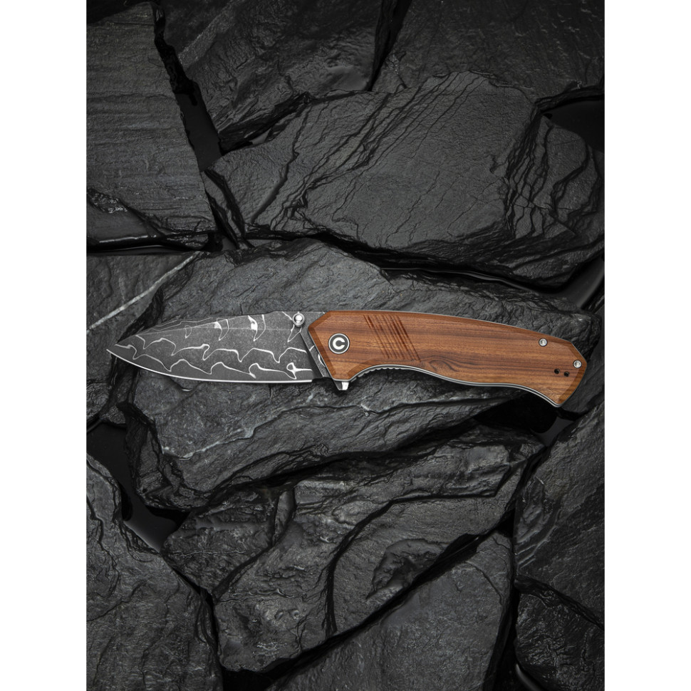 Ніж складаний туристичний Civivi Placoid, (9.3 см) Damascus / Guibourtia Wood Київ - фото 17