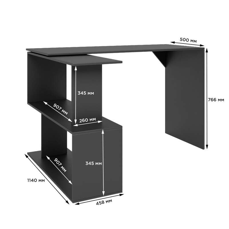 Стіл комп'ютерний поворотний з полицями М-ЗОН Джеко 1200 Антрацит (MZN-031033) Львів - фото 15