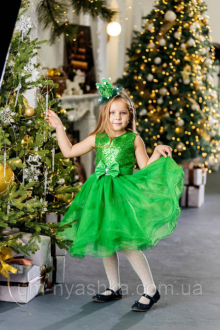 Зеленое пышное платье Весны, платье Цветочка, Ёлочка-Пайетки-Бантик Кривой Рог - изображение 10