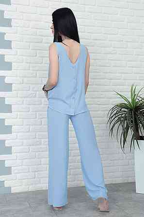 Літній костюм зі штанами палаццо "Stellar" оптом | Норма і батал | Розпродаж моделі Блакитний, 46-48 Київ