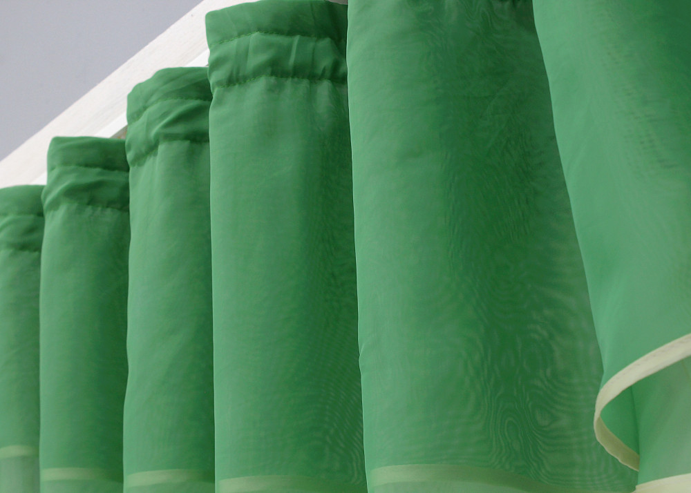 Кухонные шторы VR-Textil № 091к с ламбрекеном и подвязками зеленый с молочным 280х170 см (52-0868) Киев - изображение 4