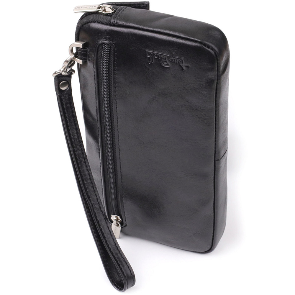 Місткий чоловічий клатч з гладкої натуральної шкіри Tony Perotti 20858_1 (9405 nero) Чорний Київ - фото 2