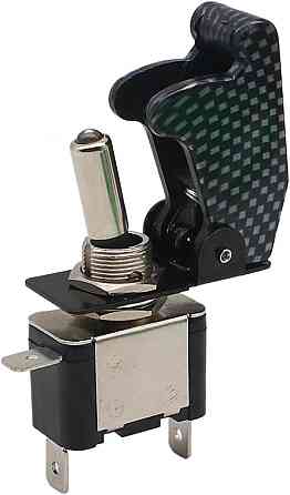 Тумблер питания 12В с LED и карбоновой крышкой для авто Киев