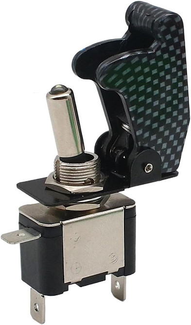 Тумблер питания 12В с LED и карбоновой крышкой для авто Киев - изображение 3