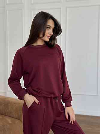 Женский спортивный костюм с широкими штанами Бордовый XL/XXL Харьков