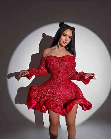 Жіноче святкове блискуче та мерехтливе люрексове плаття з блискітками Червоний, 42/44 Одеса