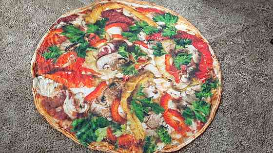 Плюшевий Плед Піца з перцем 170 см, оригінальне фото пледа, 3Д Плед Піца, покривало у формі піци Кременчук