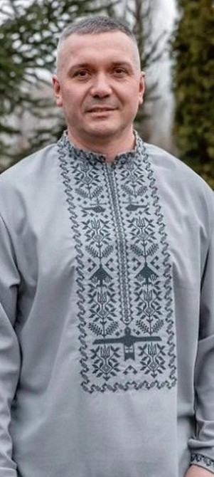 Вишиванка чоловіча лляна, довгий рукав, сіра, топ 62 Київ - фото 1