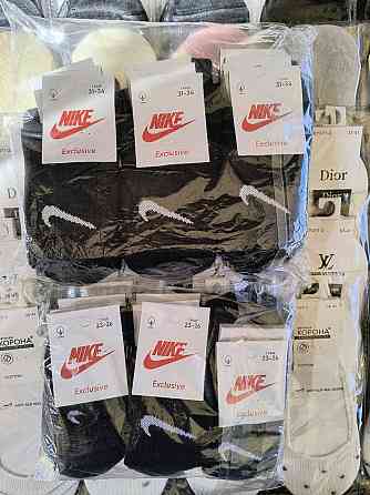 Детские высокие качественные хлопковые носки Черные в наборе по 6 штук Nike. Размер 31-34 Киев