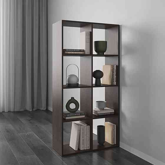 Стеллаж VAYS M-10 Венге Темный, книжная полка на 8 ячеек, ЛДСП, 72×29×143 см - для дома, офиса, детской или гостиной Львов