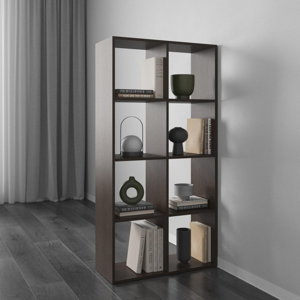 Стеллаж VAYS M-10 Венге Темный, книжная полка на 8 ячеек, ЛДСП, 72×29×143 см - для дома, офиса, детской или гостиной Львов - изображение 3