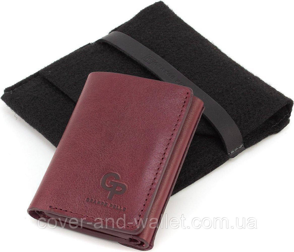 Маленький жіночий гаманець із натуральної італійської шкіри кольору марсала Grande Pelle 503661 Київ - фото 4