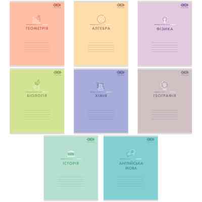 Тетрадь ZiBi набор ученических PASTEL 48 листов ячейка 10 штук, 8 предметов (ZB.1701-99) Винница