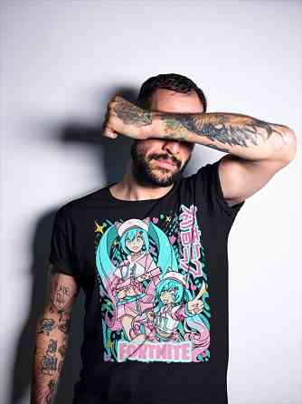 Футболка з аніме принтом Хатсуне Міку Форніте Гірл оверсайз (S/M/L) Чорний AnimeJ0272 Дніпро