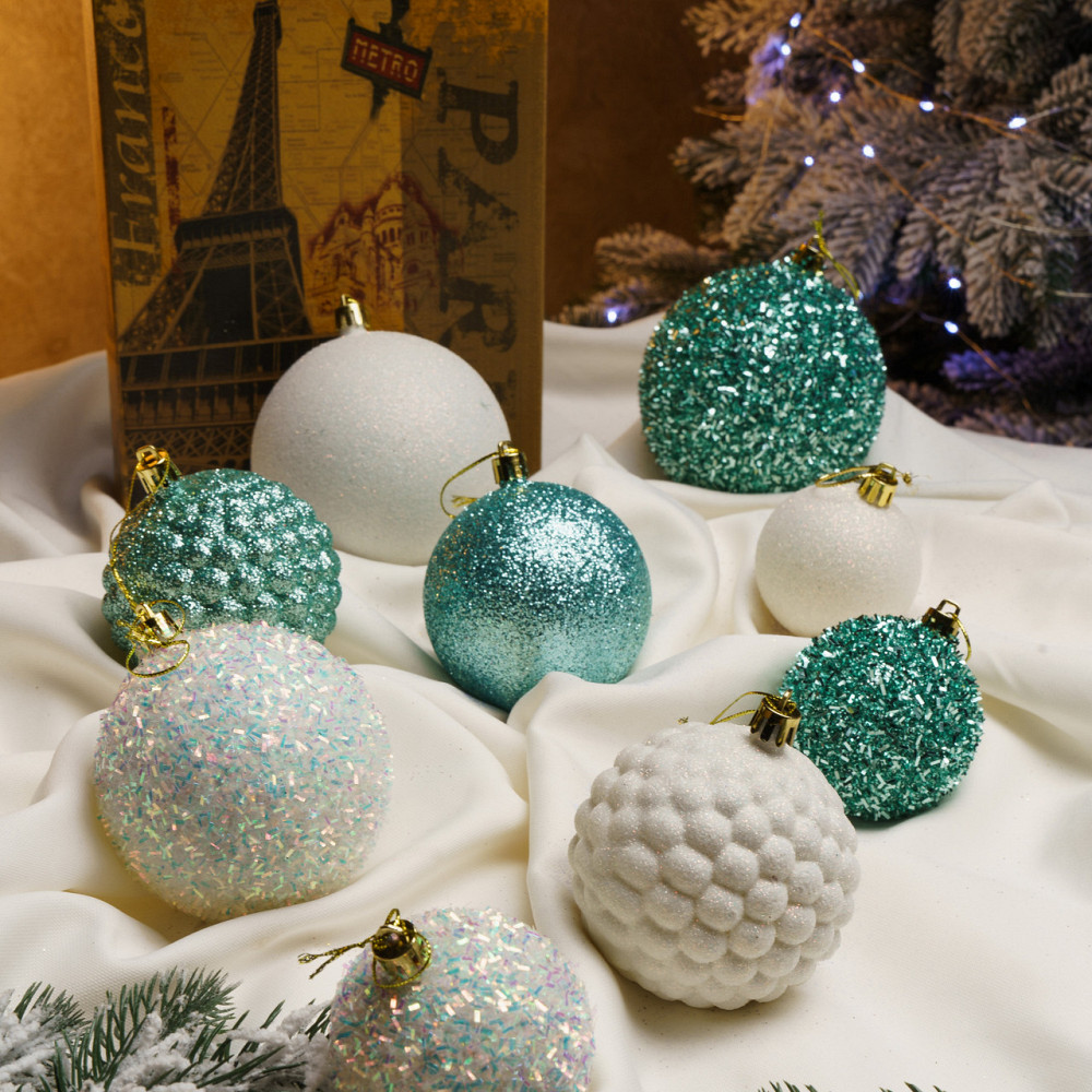 Набор новогодних игрушек на елку «Блеск» 40 шт Мятный елочные игрушки шарики украшения для елки Киев - изображение 4