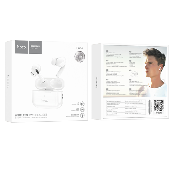 Бездротові навушники HOCO EW59, білий колір Київ