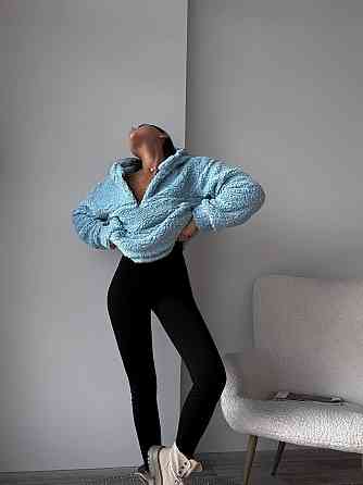 Стильный женский теплый костюм двойка Тедды,рубчик плотный с начесом Голубой, 42/44 Одесса