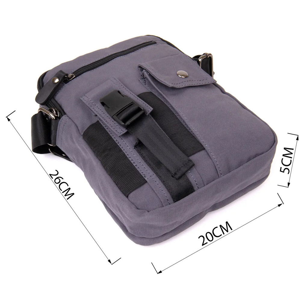 Універсальна текстильна чоловіча сумка на два відділення Vintage 20659 Графитовая Київ - фото 9