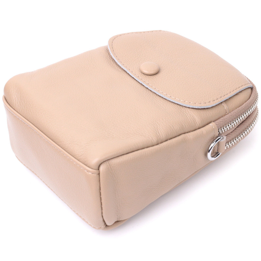 Небольшая вертикальная сумка для женщин на два отделения из натуральной кожи Vintage 22400 Бежевая Киев - изображение 3