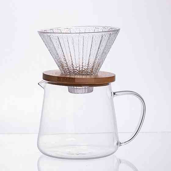 Скляний заварник для кави з пуровером 600 мл Київ