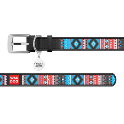 Нашийник для тварин WAUDOG Design з QR паспортом "Етно" XS Ш 12 мм Д 20-28 см чорний (37381) Вінниця - фото 3