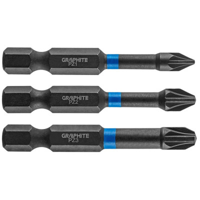 Набор бит Graphite ударные 3 ед., 1/4", PH1/2/3 x 50мм, сталь S2 (56H542) Винница - изображение 1