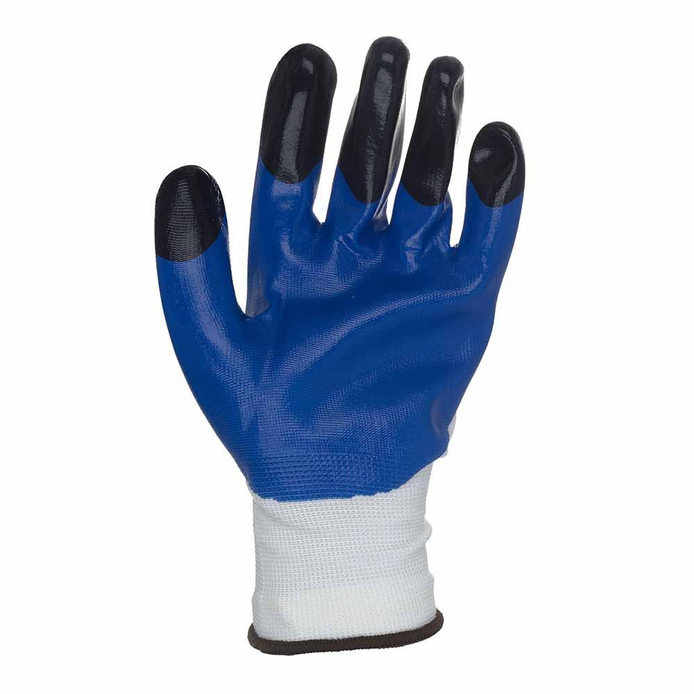 Рукавички трикотажні з частковим нітриловим покриттям посилені пальці р10 (синьо-чорні, манжет) SIGMA (9443641) Київ - фото 3