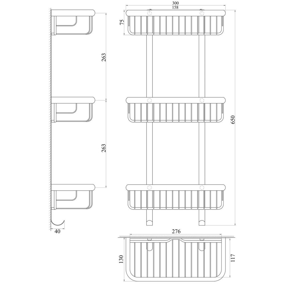 Поличка пряма потрійна TOPAZ 4103 (000021265) Київ - фото 3