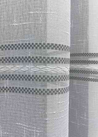 Тюль VR-Textil 1428т Лен Кружево Белый с серым 200х270 см (42-0619) Киев