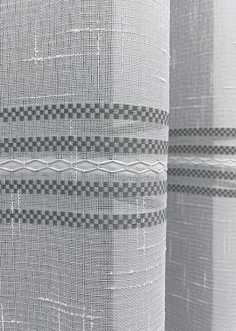 Тюль VR-Textil 1428т Льон Мережка Білий з сірим 200х270 см (42-0619) Київ - фото 6