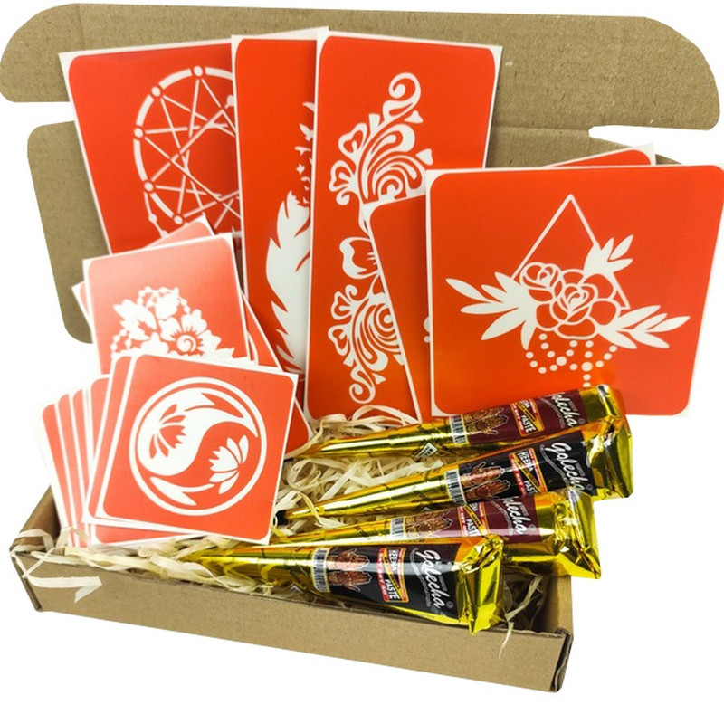 Набір кольорової хни з трафаретами для біо-тату №6 color-henna-set-06 Вінниця - фото 1