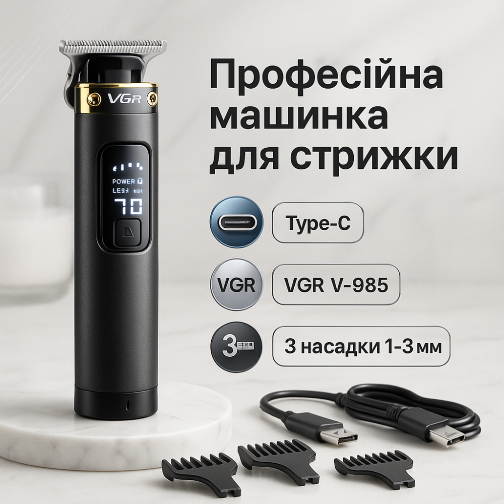 Триммер с насадками разной длины VGR V-985, Электрическая машинка для стрижки мощная QI-87 Киев - изображение 19