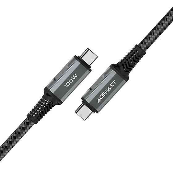 Кабель ACEFAST C4-03 Type-C to Type-C 5A, 100W, 2m, nylon, zinc connectors, Gray Киев