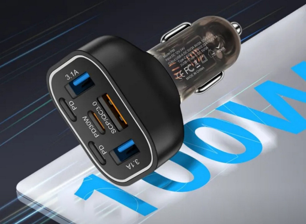 Автомобільний зарядний пристрій P88 6 в 1 — 3 USB-A + 3 USB-C, швидка зарядка Київ - фото 2