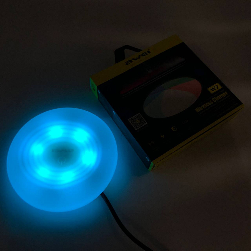 Бездротова зарядка з підсвічуванням 7 кольорів 10W 7 COLOR Awei W7 + WIRELESS CHARGE XD-91 Львів - фото 9