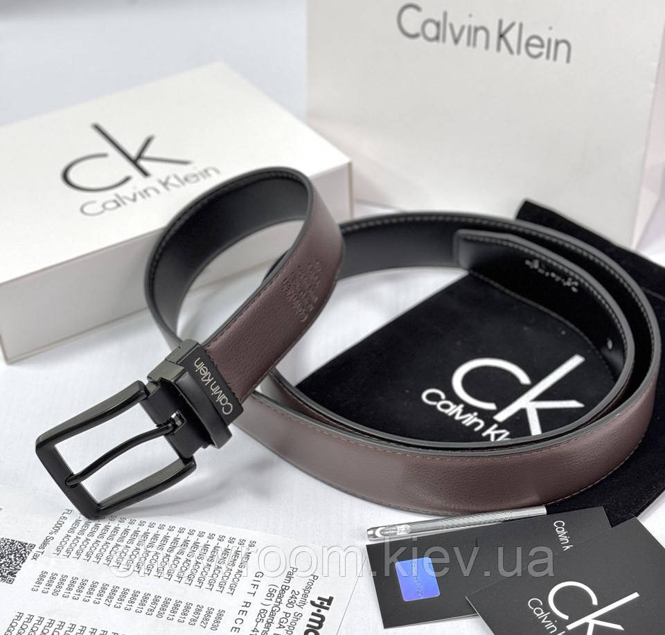 Двосторонній шкіряний ремінь у подарунковій упаковці (452) чорний/коричневий Київ - фото 6